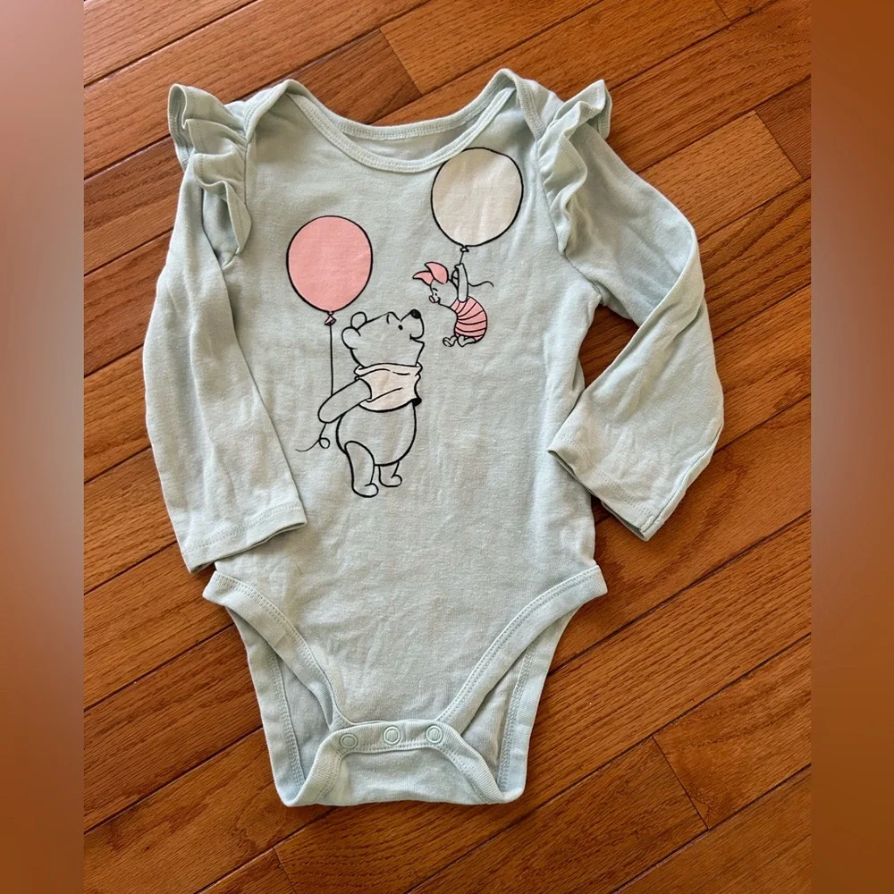 Disney Jumping Beans Winnie the Pooh Piglet Ruffle Long Sleeve Bodysuit 12M